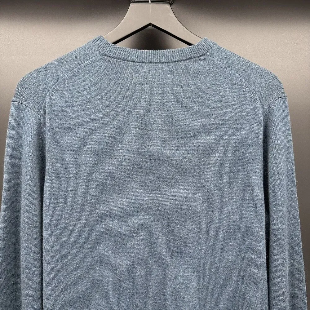 EVERLANE Men’s Cashmere V-Neck Blue Long Sleeve Sweater Medium